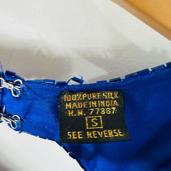 Vintage Beautiful Blue Full Sequin & Beaded Dress By Mark & John Size S - Picture 6 of 11